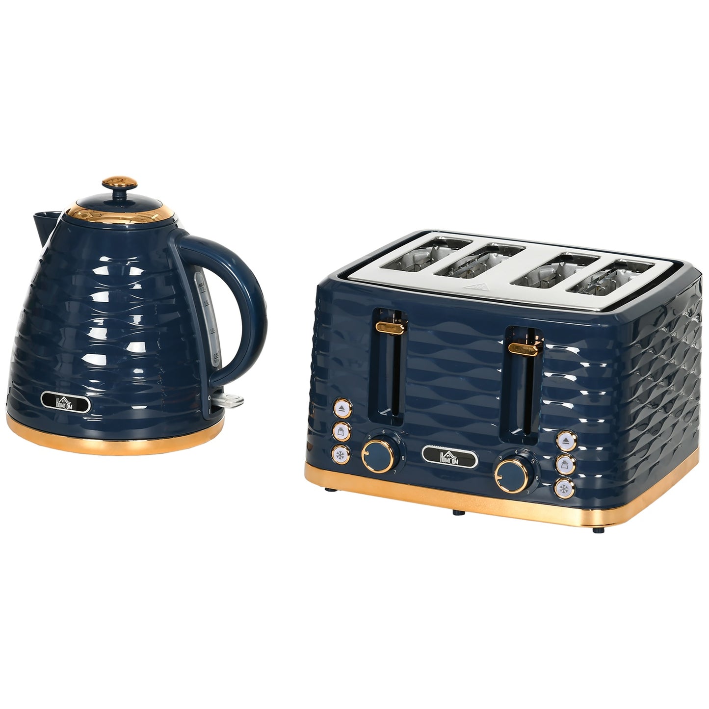 Toaster and Kettle Set, 7 Browning Levels, Blue