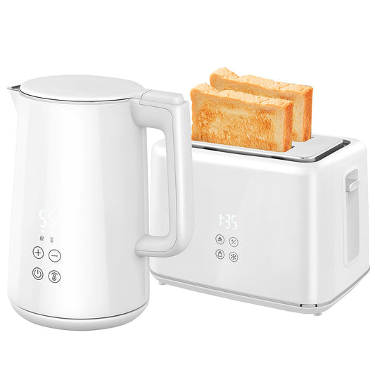 Toaster and Kettle Set, 7 Browning Levels, Stainless Steel