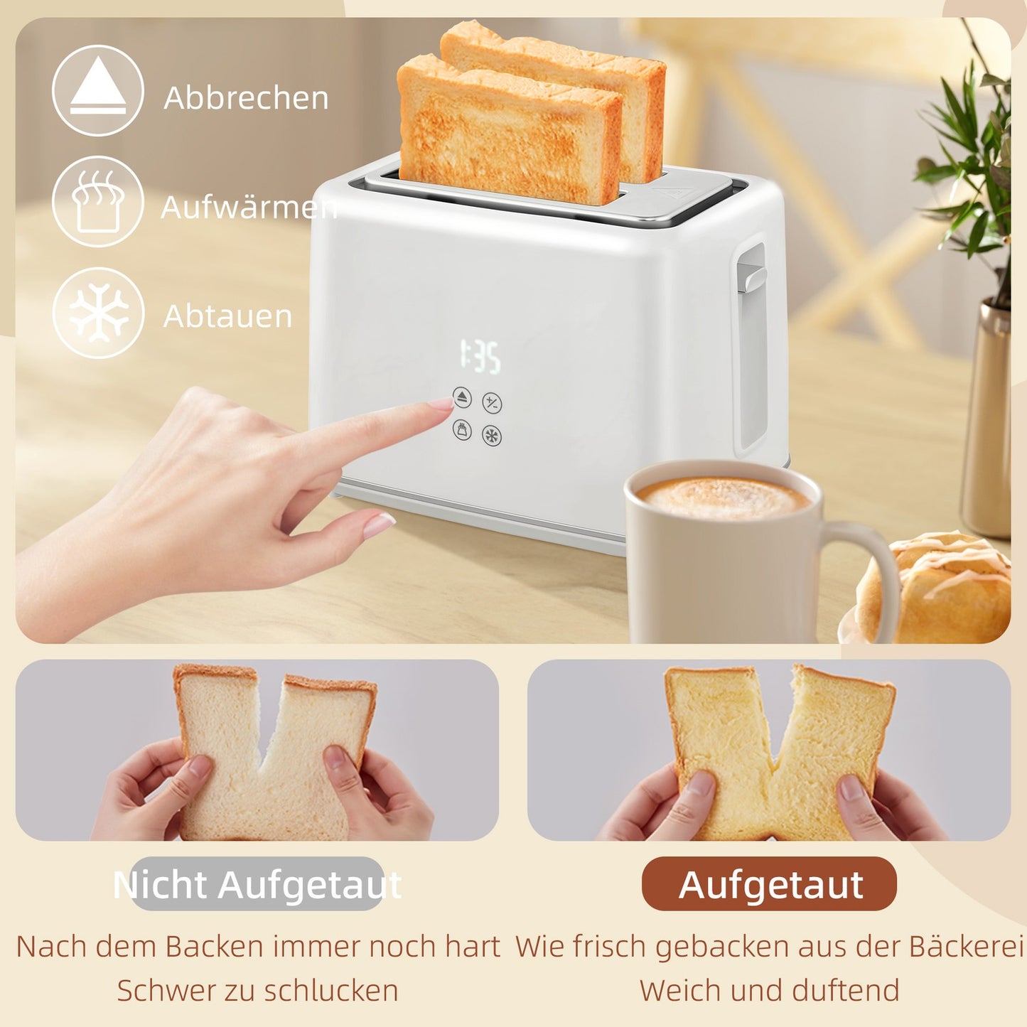 Toaster and Kettle Set, 7 Browning Levels, Stainless Steel