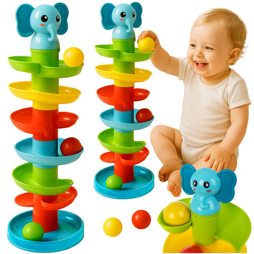 Toddler Ball Tower with Spiral Slide, 6 Balls, 18m+