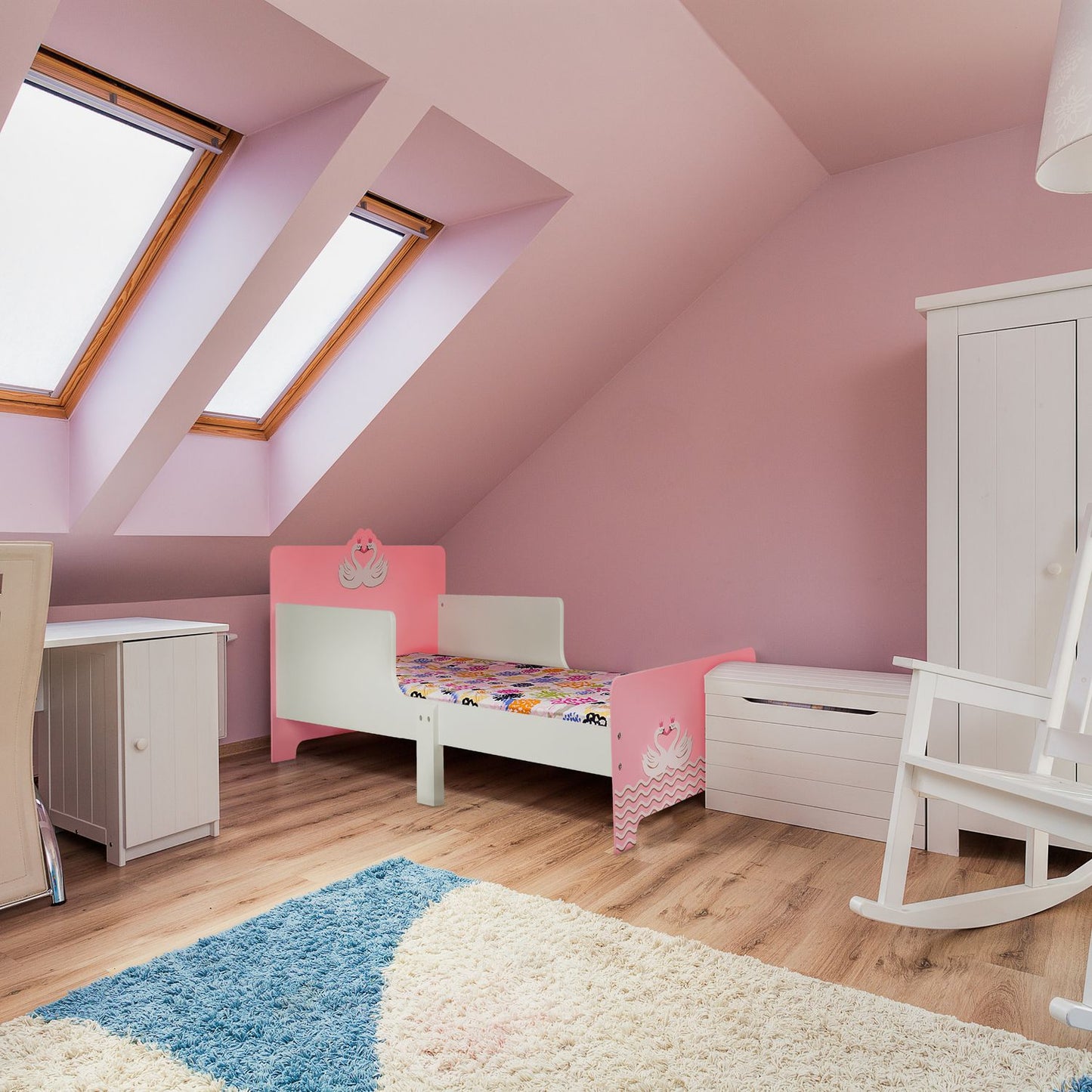 Toddler Bed with Swan Design