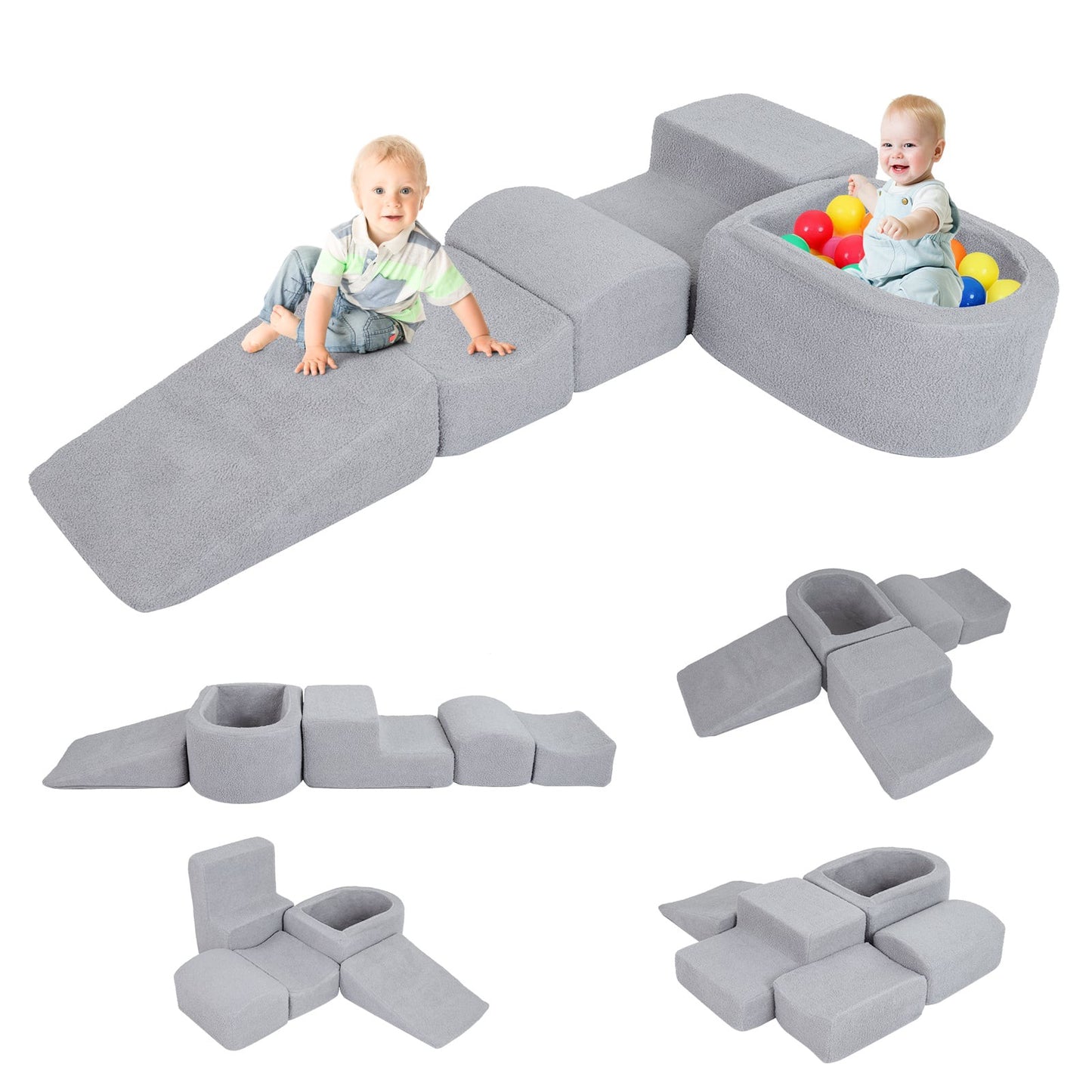 Toddler Foam Playset with Ball Pit & Sherpa Covers
