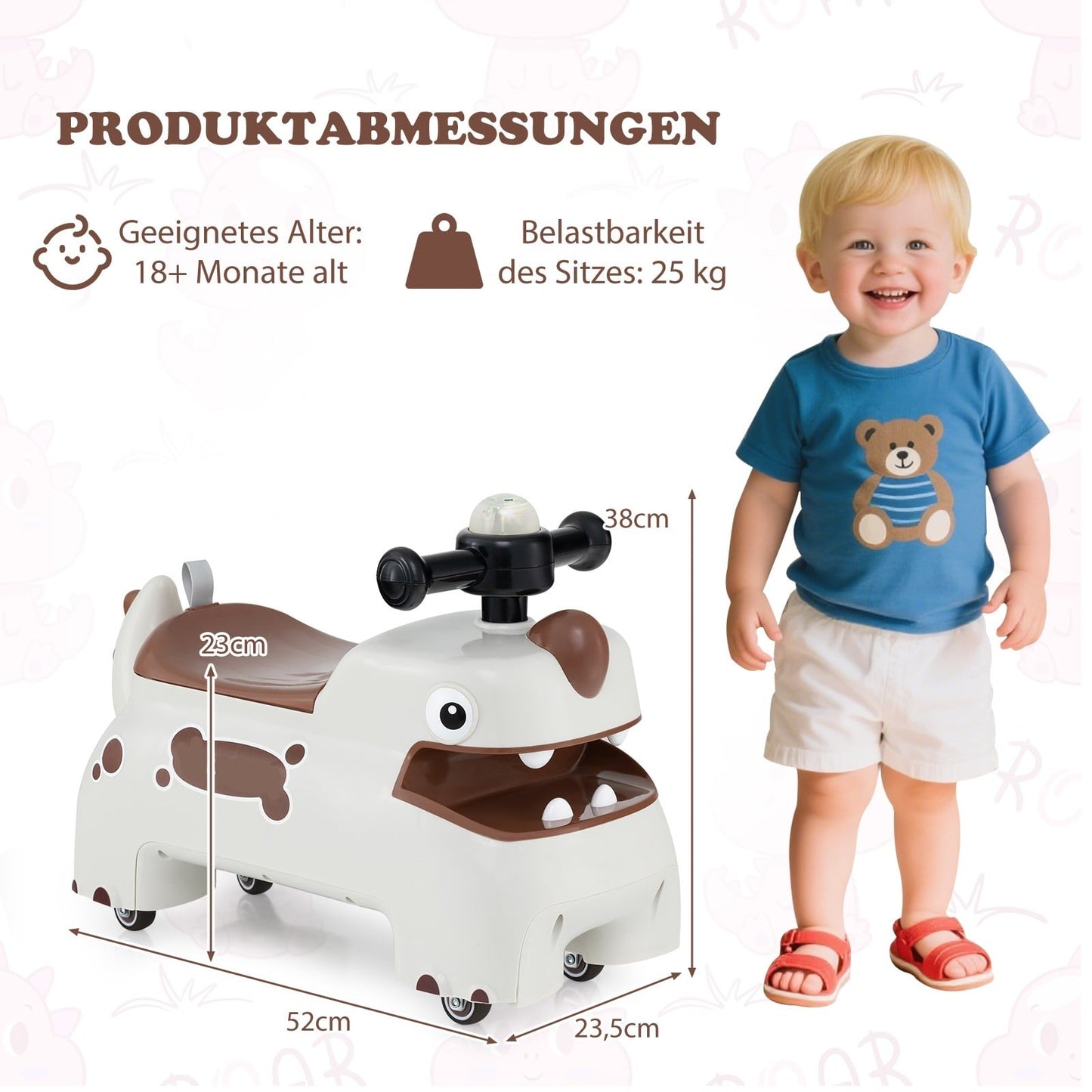 Toddler Ride-On Toy with Storage, Lights & Sounds
