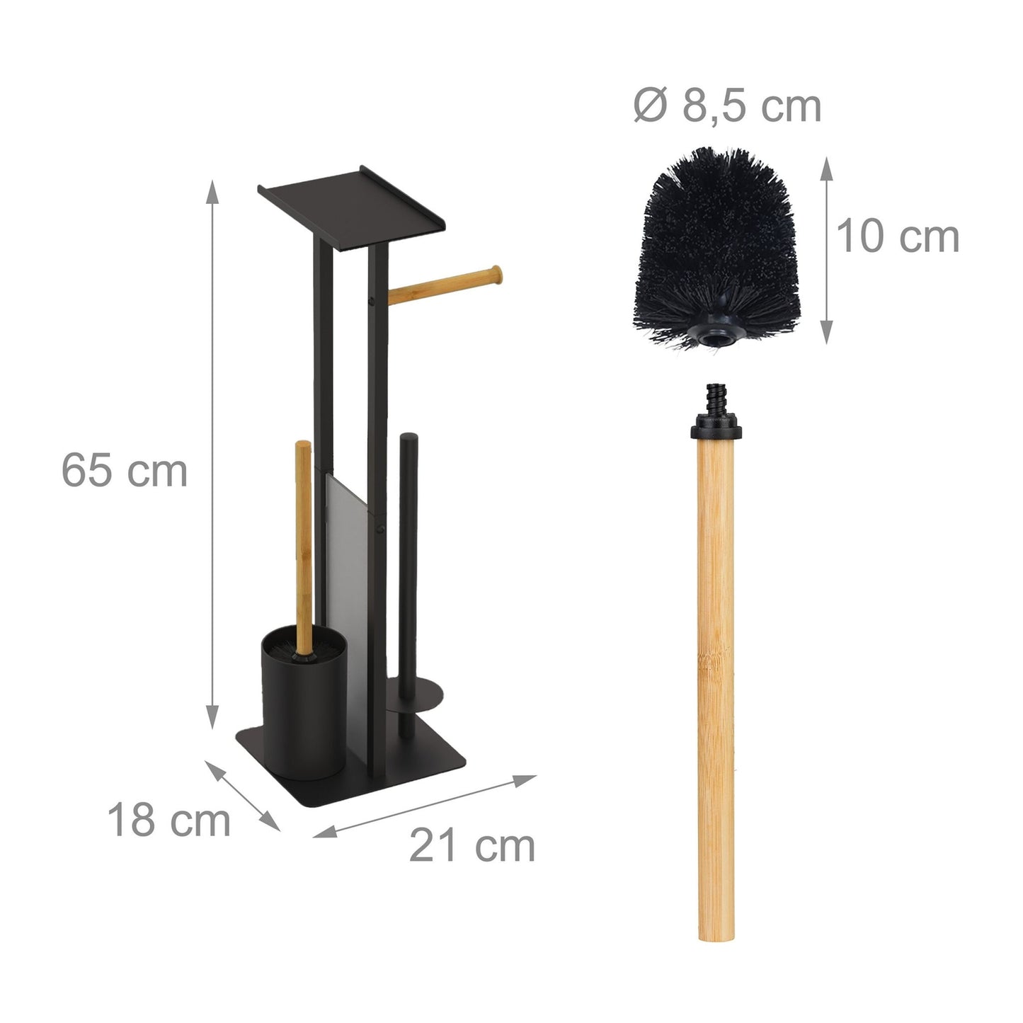 Toilet Paper Holder – Metal & Bamboo, Freestanding