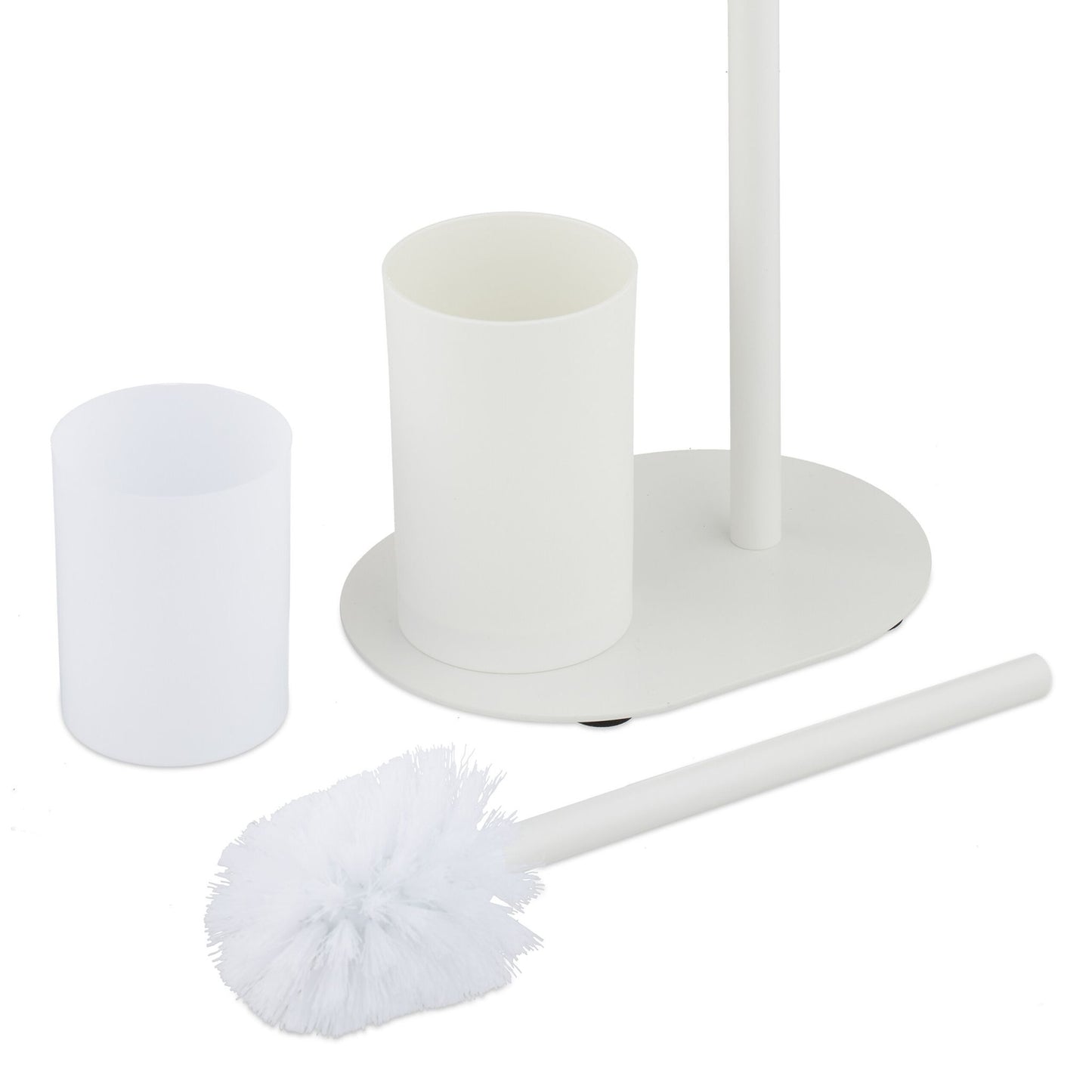 Toilet Paper Holder with Shelf and Brush