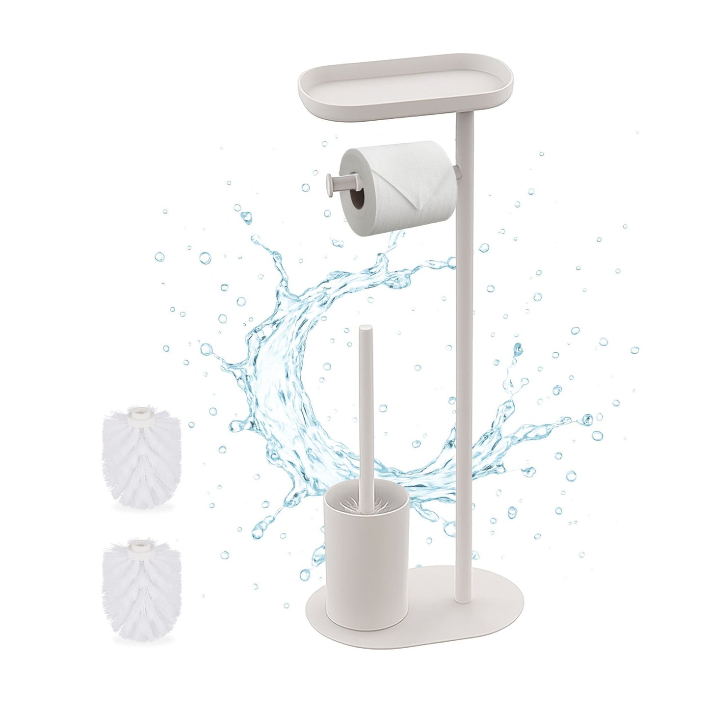 Toilet Paper Holder with Shelf and Brush