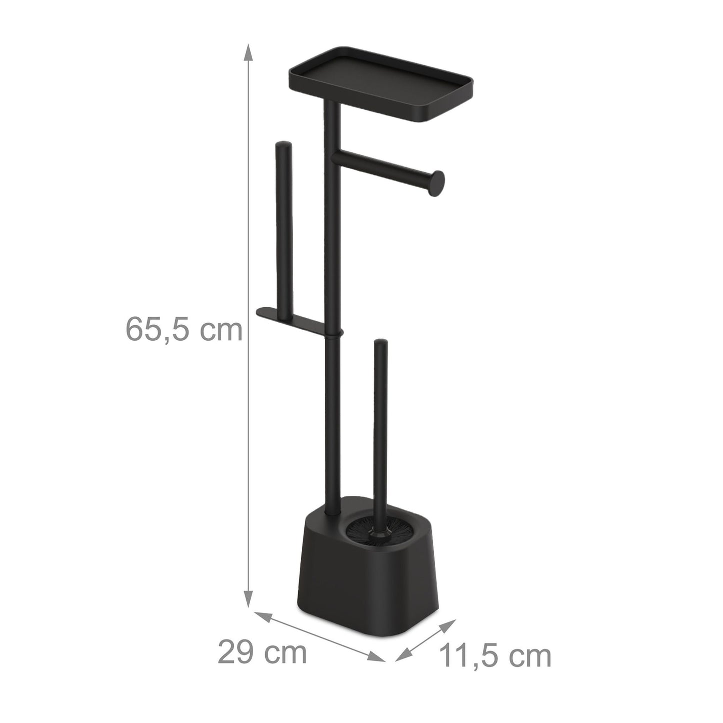 Toilet Paper Holder with Shelf and Brush – Metal