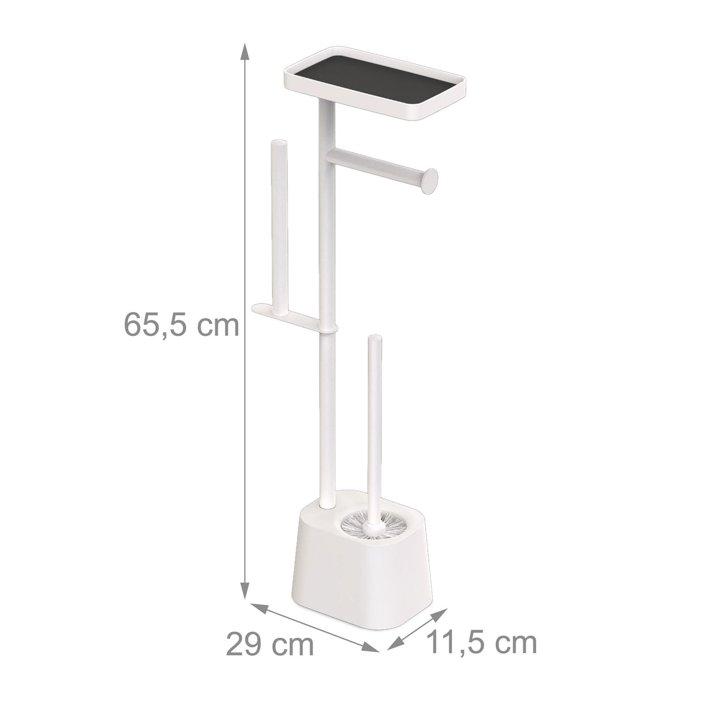 Toilet Paper Holder with Shelf and Brush – Metal