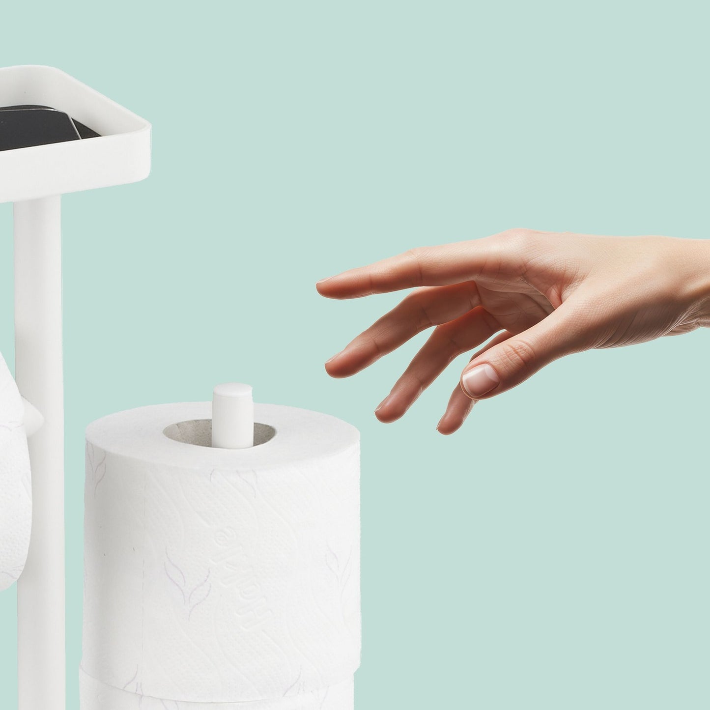 Toilet Paper Holder with Shelf and Brush – Metal