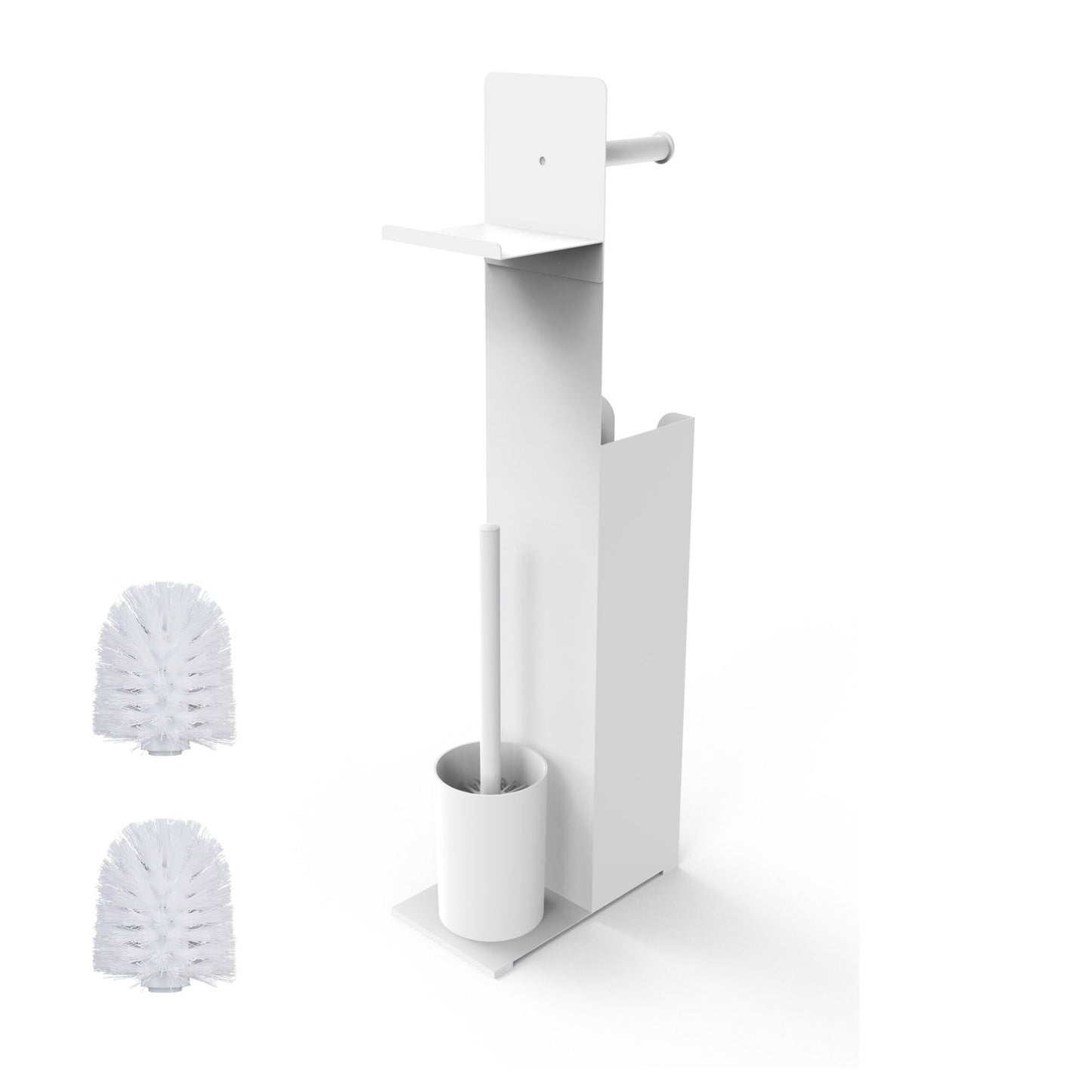 Toilet Paper Holder with Spare Roll and Brush Stand