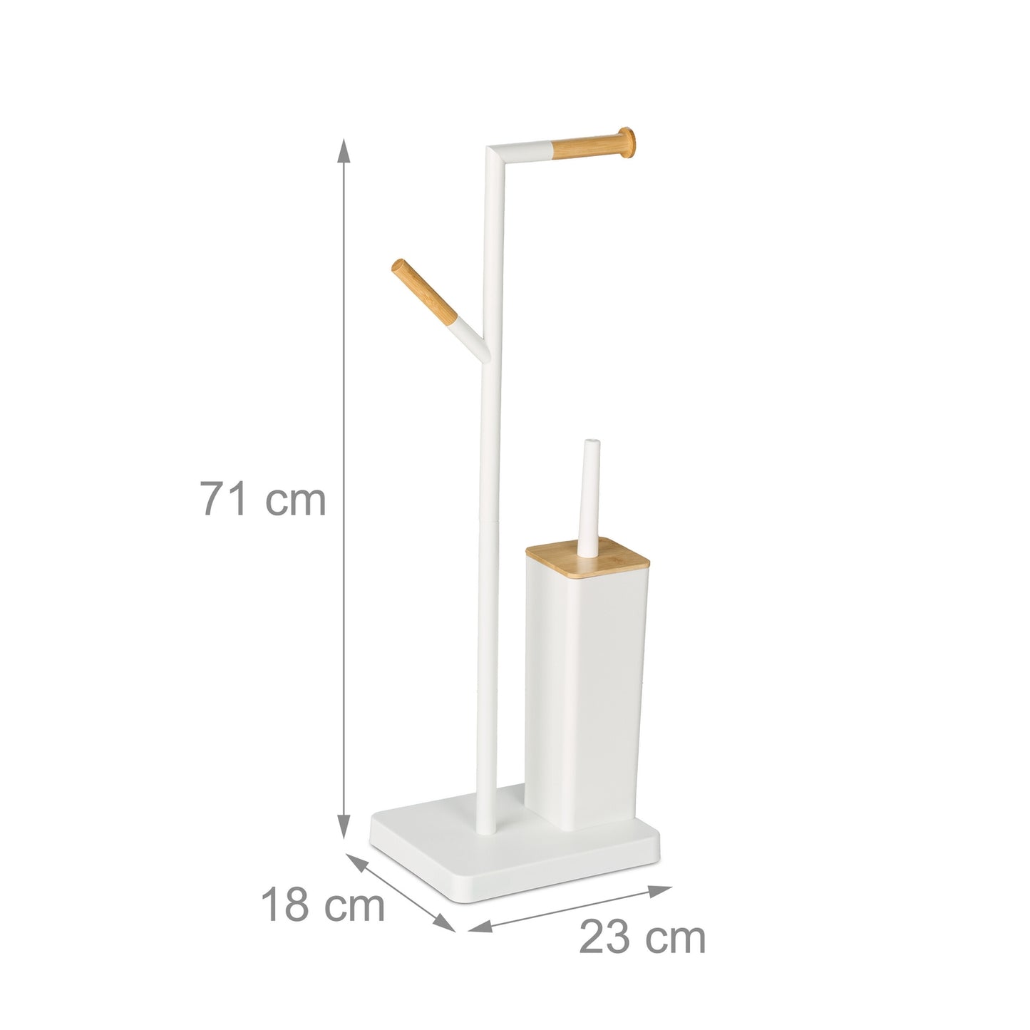 Toilet Roll Holder & Brush Set, Bamboo & Steel