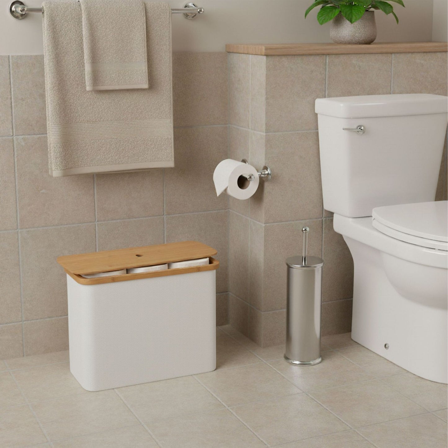Toilet Roll Holder, Square Fabric, Holds 12 Rolls