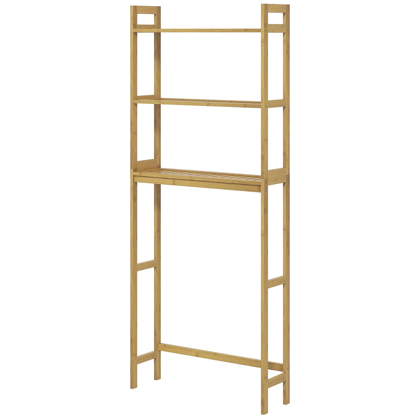 Bathroom shelf in 3 levels in bamboo with tip protection