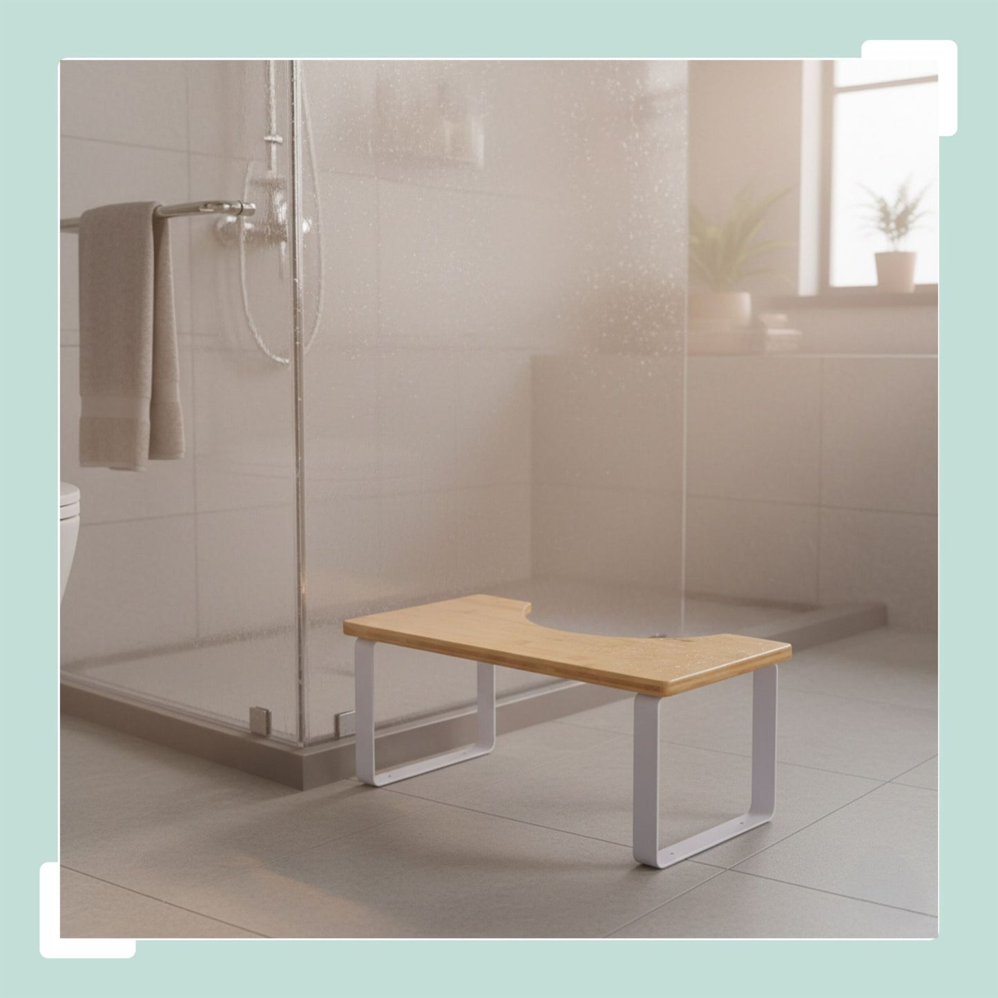 Toilet Step Stool, Bamboo & Metal, Non-Slip