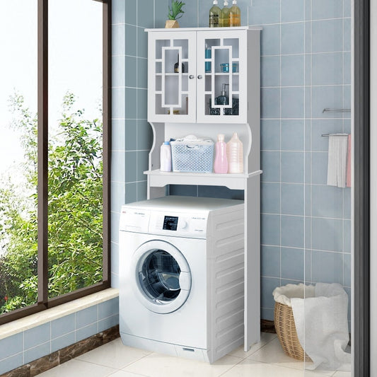 Toilet cabinet, bathroom shelf, toilet shelf, washing machine cabinet with 3 shelves, white, 60 x 22 x 170.5 cm