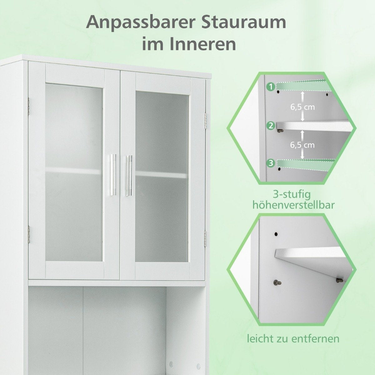 Toilet cabinet freestanding bathroom toilet shelf above toilet 58 x 19 x 170 cm white