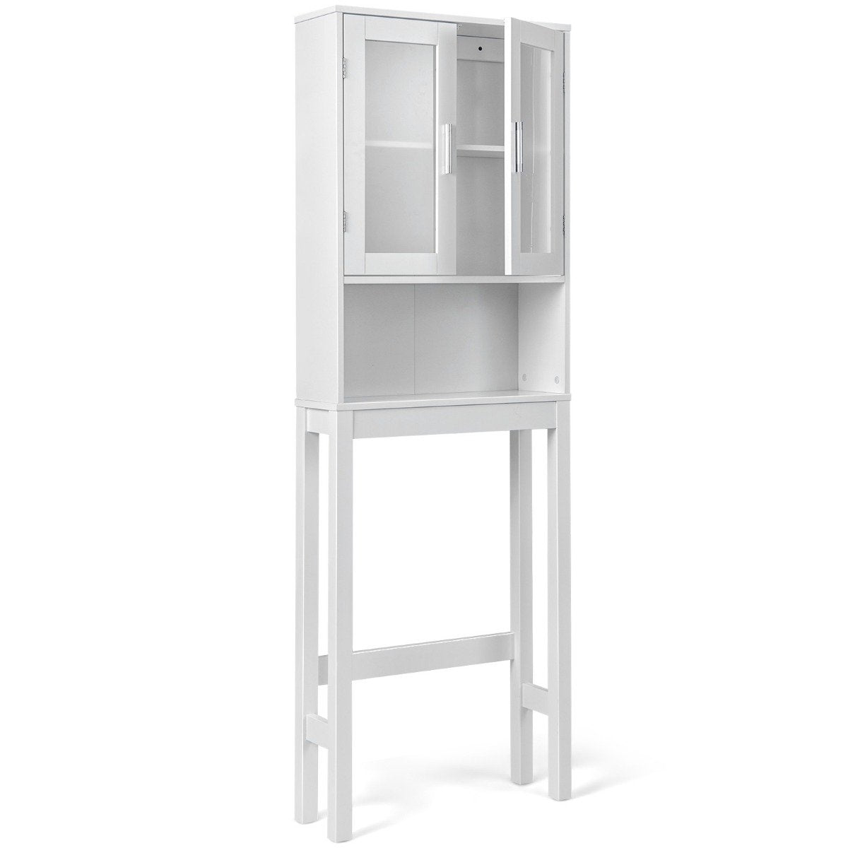 Toilet cabinet freestanding bathroom toilet shelf above toilet 58 x 19 x 170 cm white