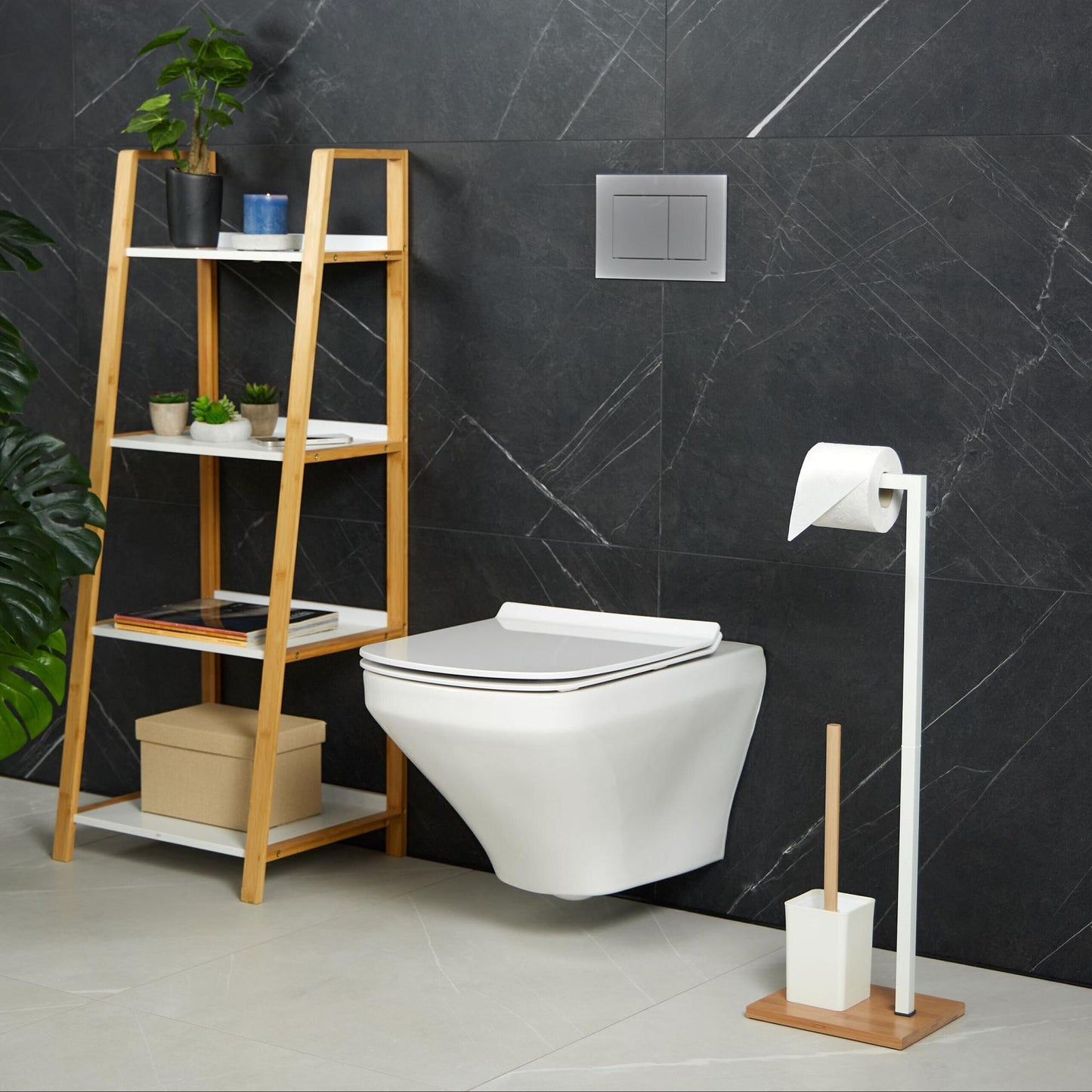 Toilet chair in bamboo and stainless steel