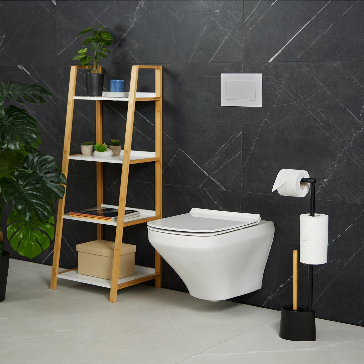 Toilet chair in bamboo and stainless steel