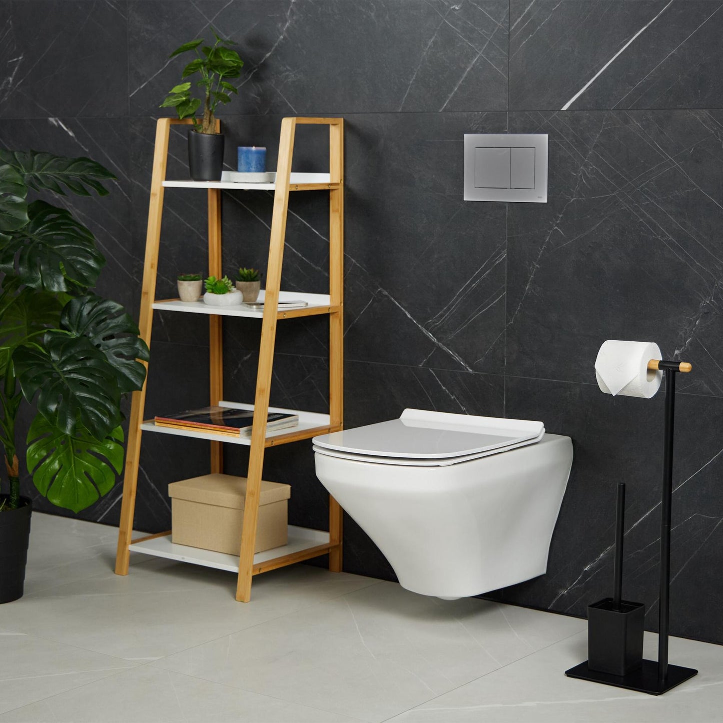 Toilet chair in bamboo and stainless steel