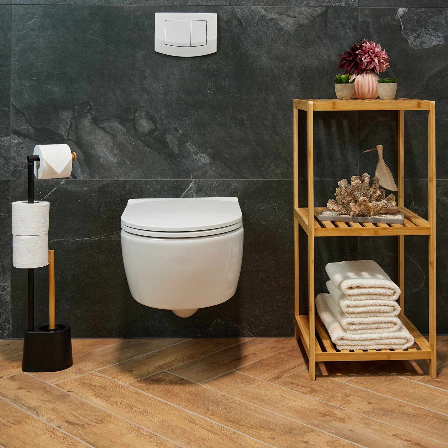 Toilet chair in bamboo and stainless steel