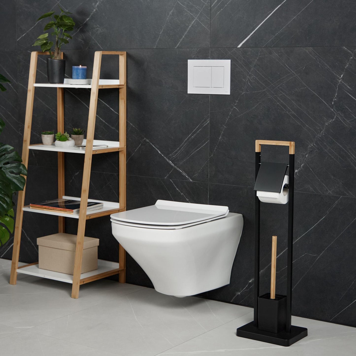 Toilet chair in bamboo and stainless steel