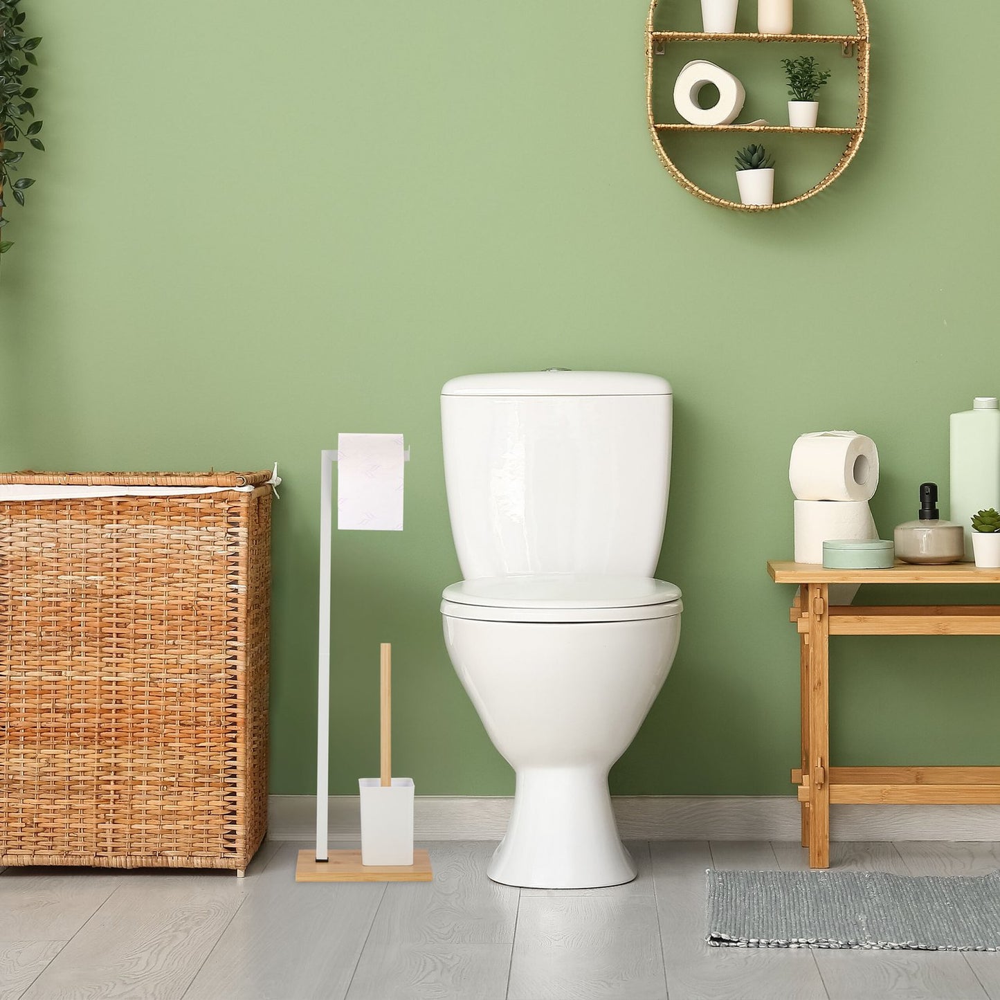 Toilet chair in bamboo and stainless steel