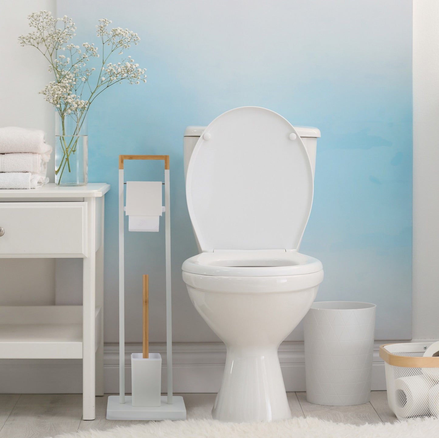 Toilet chair in bamboo and stainless steel