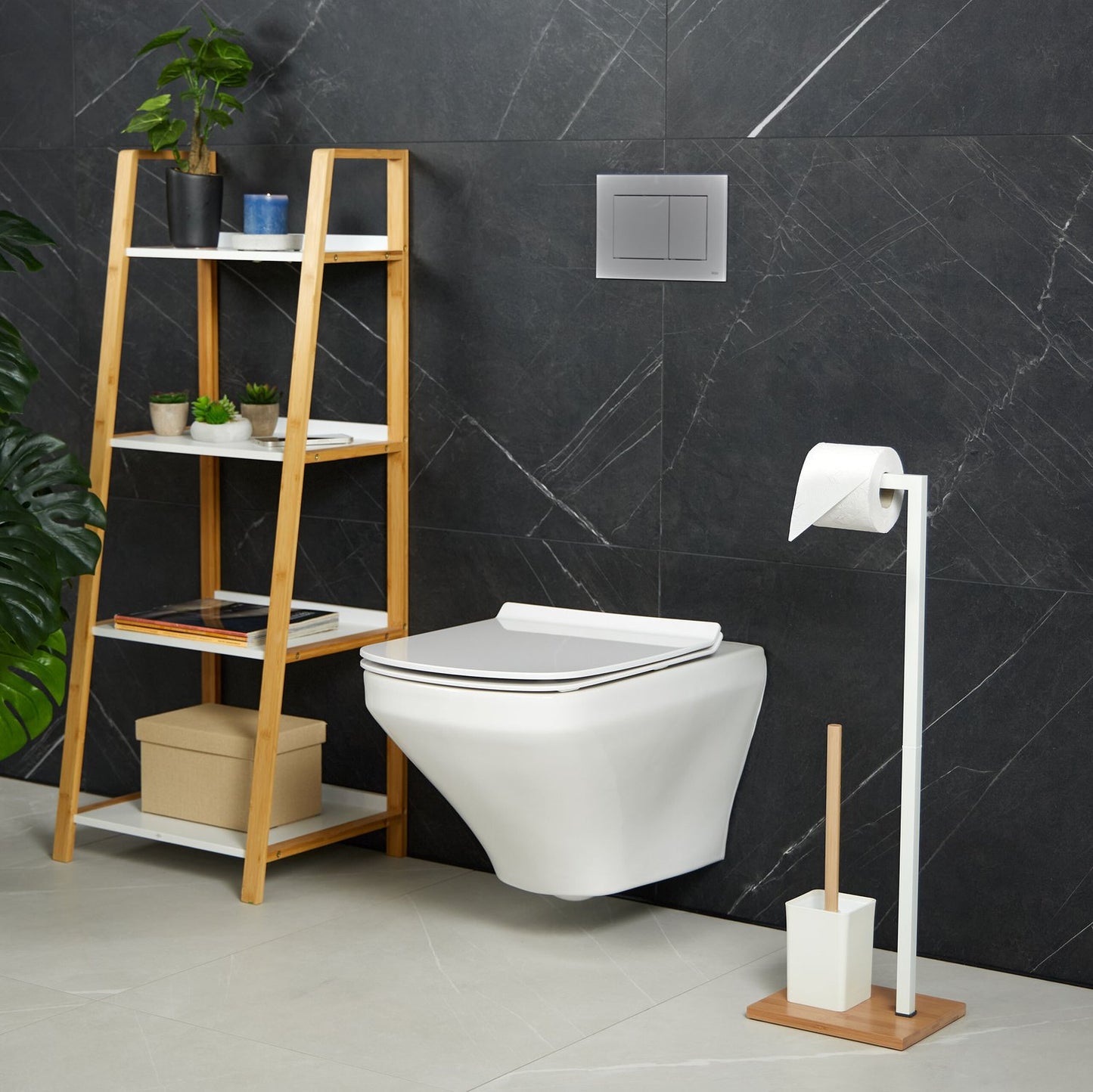 Toilet chair in bamboo and stainless steel