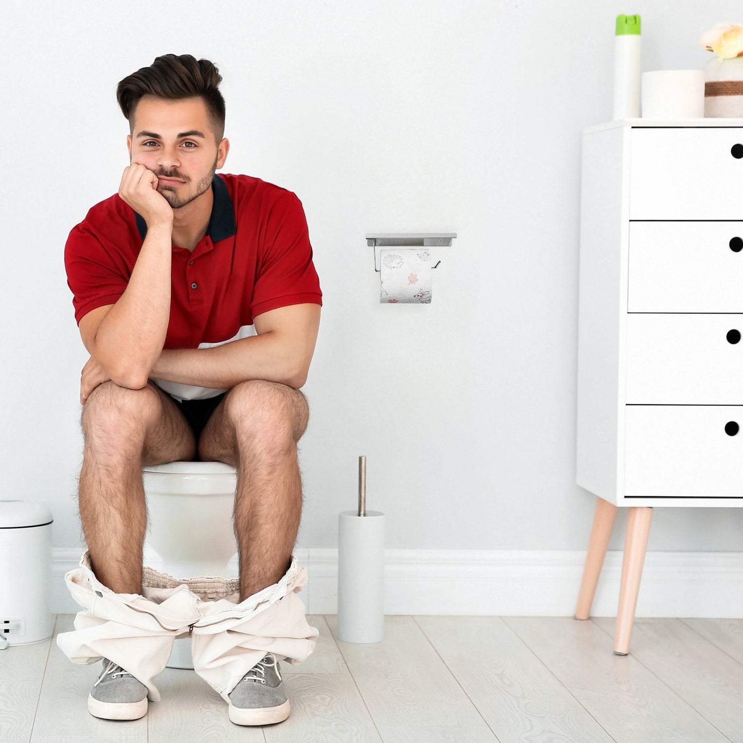 Toilet paper holder with shelf