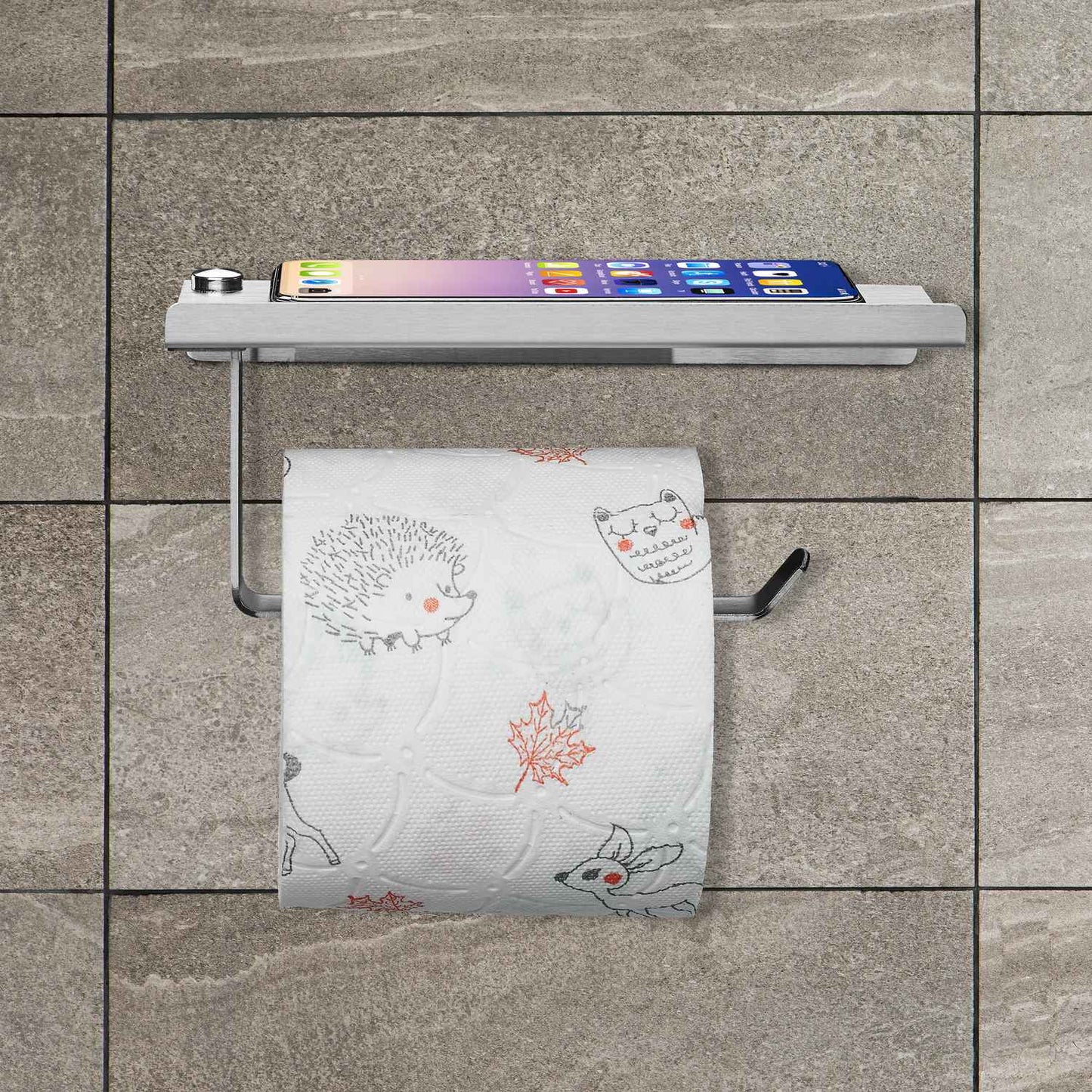Toilet paper holder with shelf