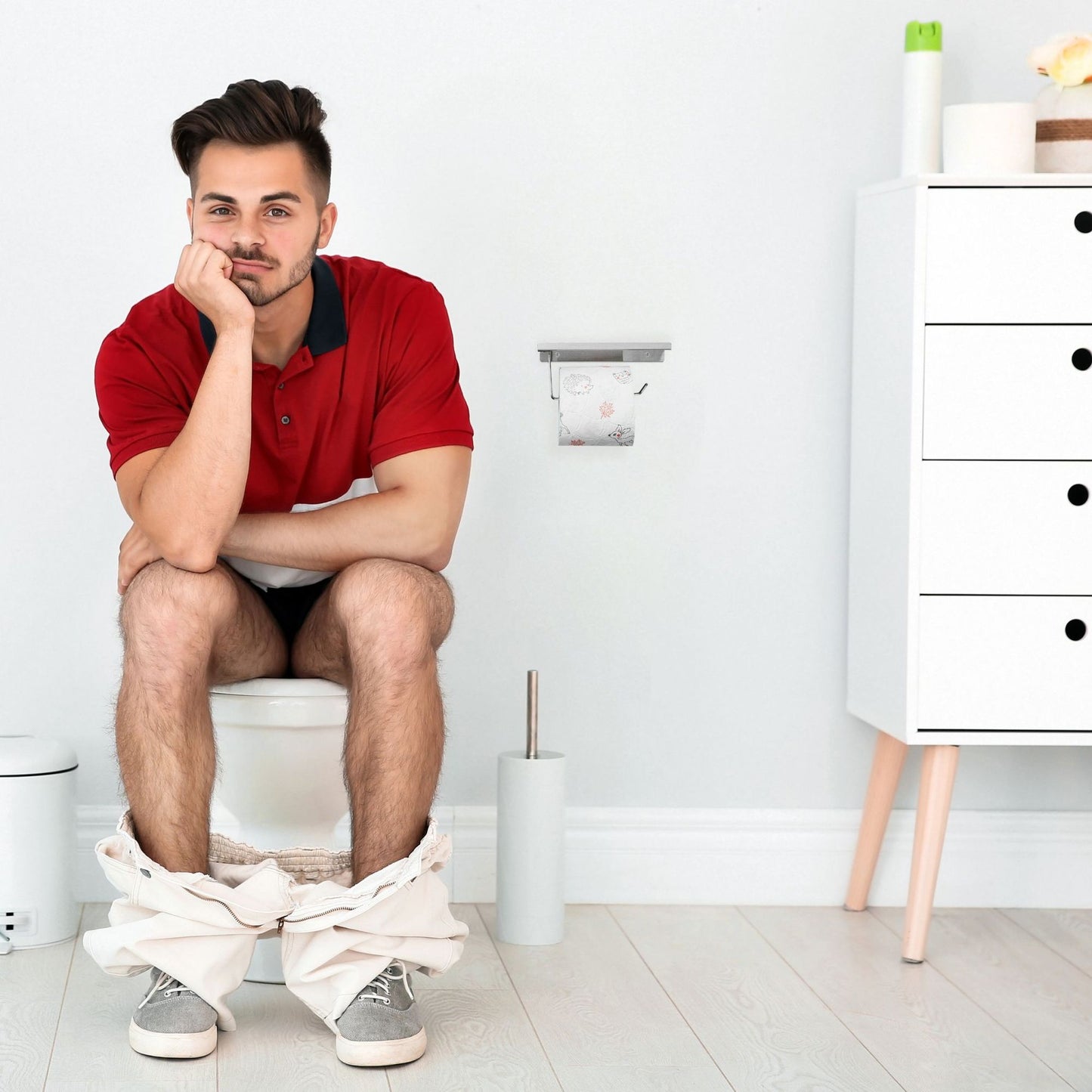 Toilet paper holder with shelf