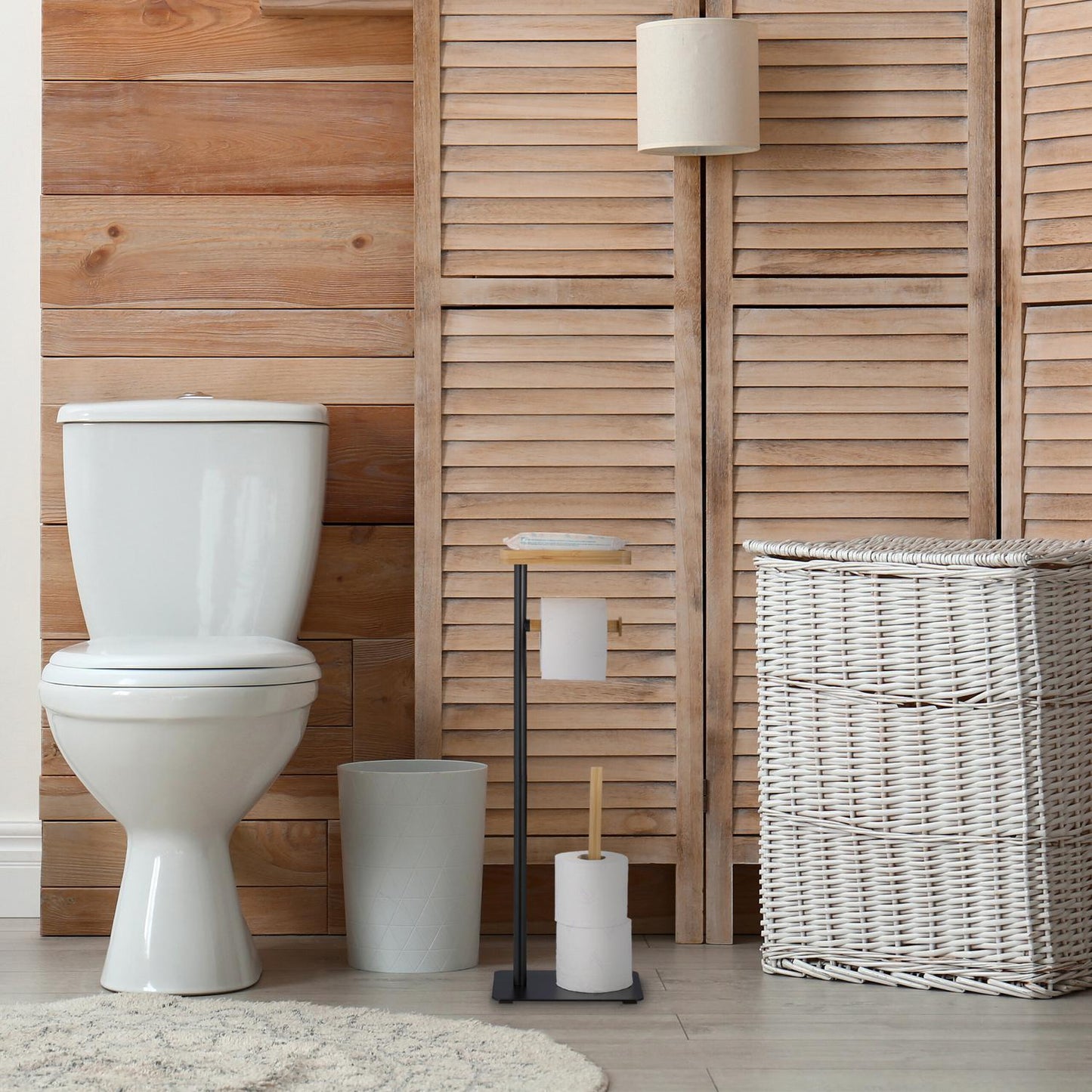 Toilet paper holder with shelf