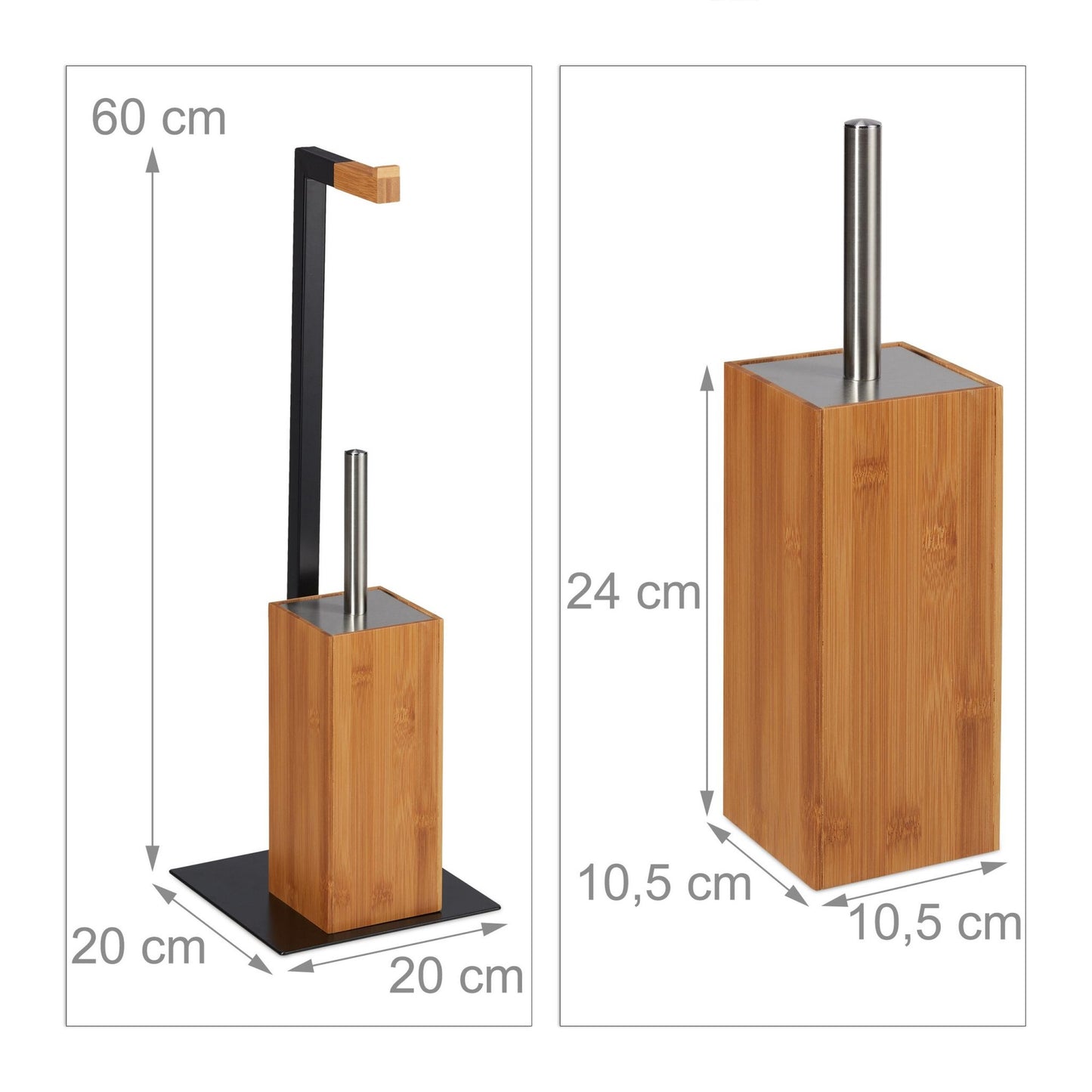 Toilet set bamboo &amp; metal