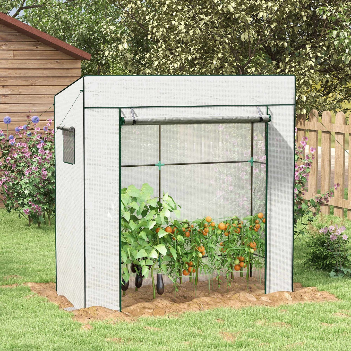 Tomato Greenhouse with Roll-Up Door, 196 x 77 x 197 cm