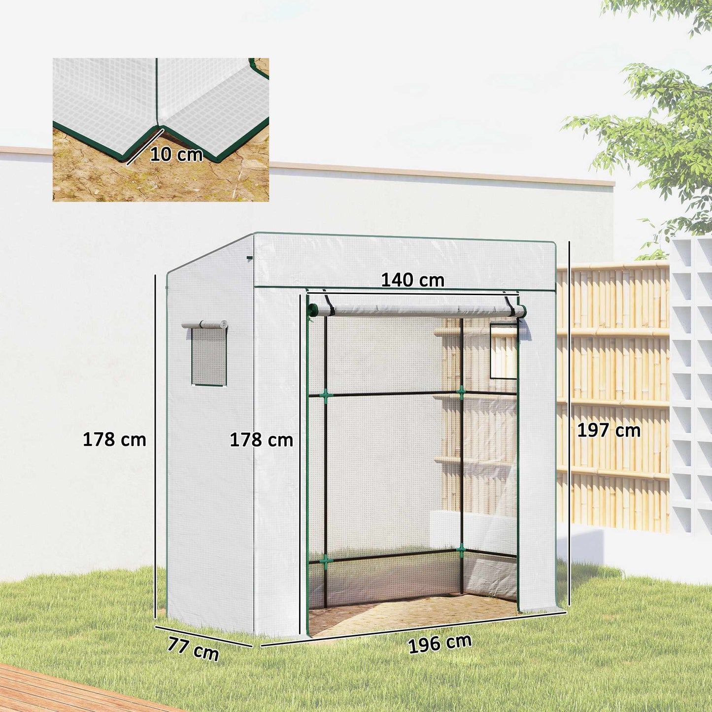 Tomato Greenhouse with Roll-Up Door, 196 x 77 x 197 cm