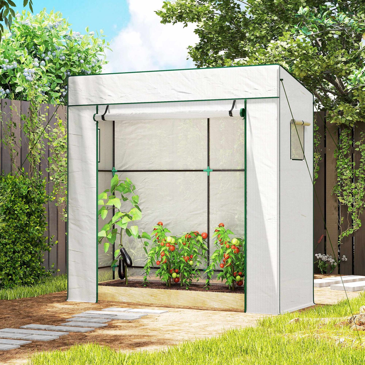 Tomato Greenhouse with Roll-Up Door, 196 x 77 x 197 cm