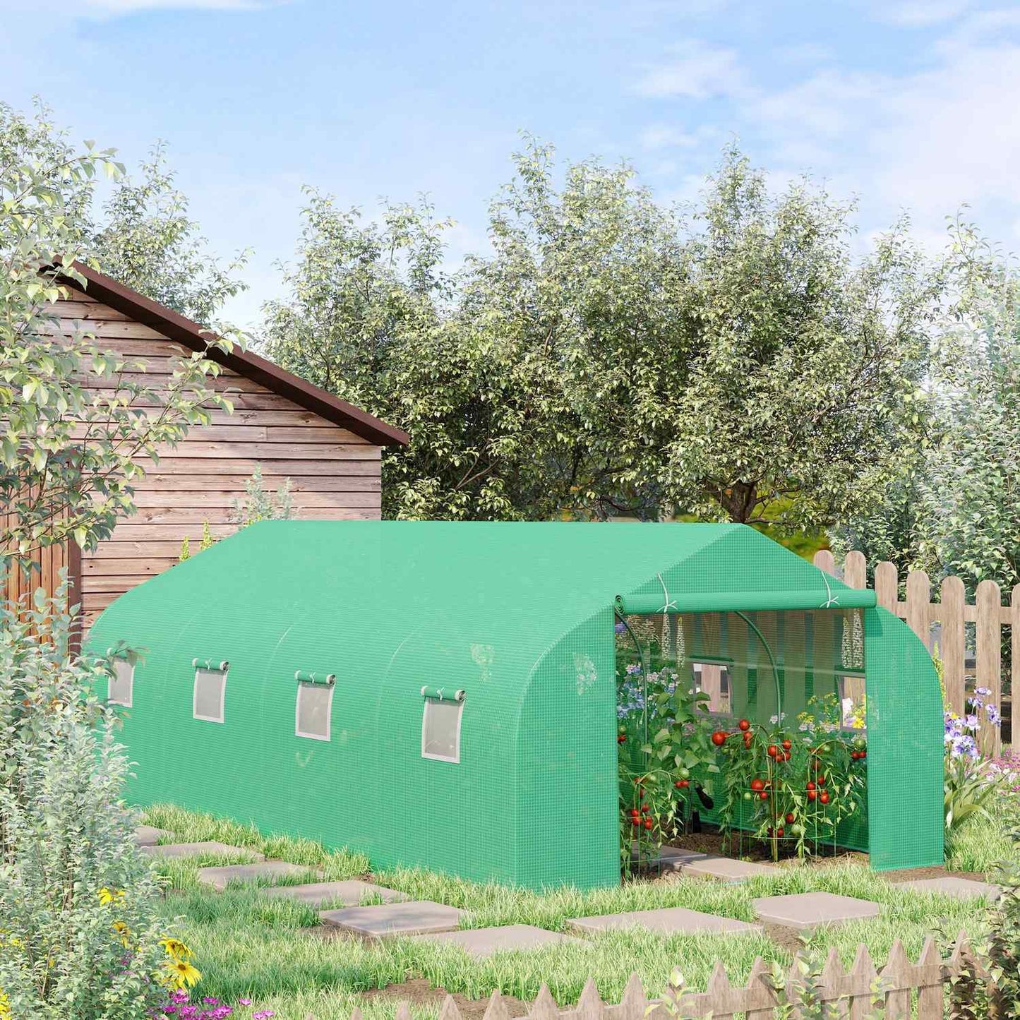 Cold frame Greenhouse, Gable roof, 600x300x200cm, Green