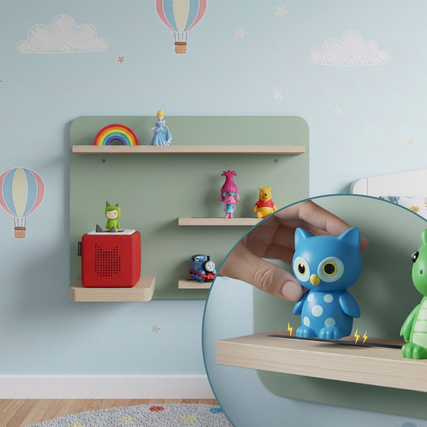 Toniebox Wall Shelf with Magnetic Strips, Holds 27 Figures