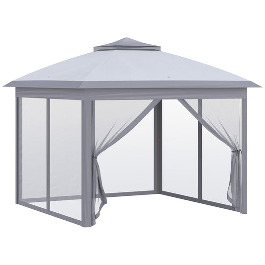 Pop-up 3x3m Garden Gazebo tent, double roof, mosquito net