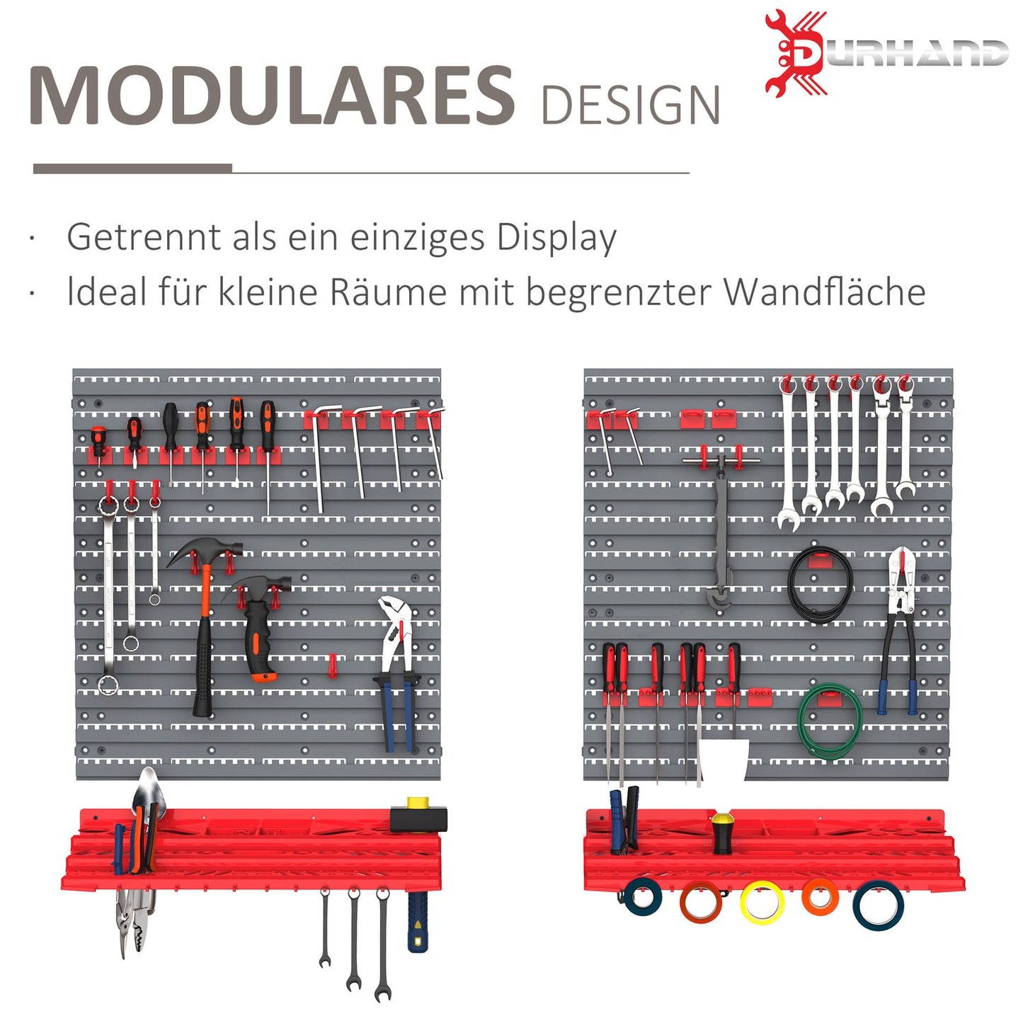 Tool holder for workshop, grey/red, 95.5X23X53.5 cm