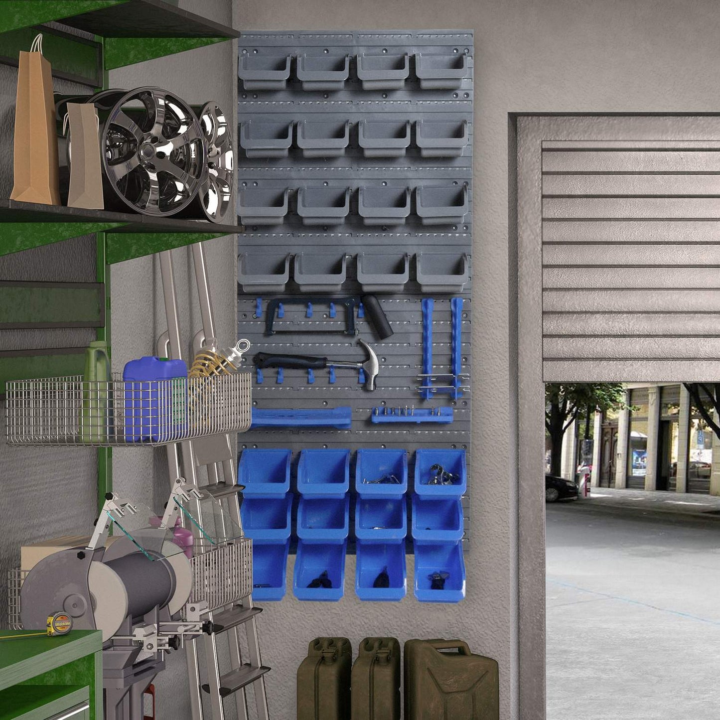 Workshop Tool Holder - Wall Mount, Blue & Grey