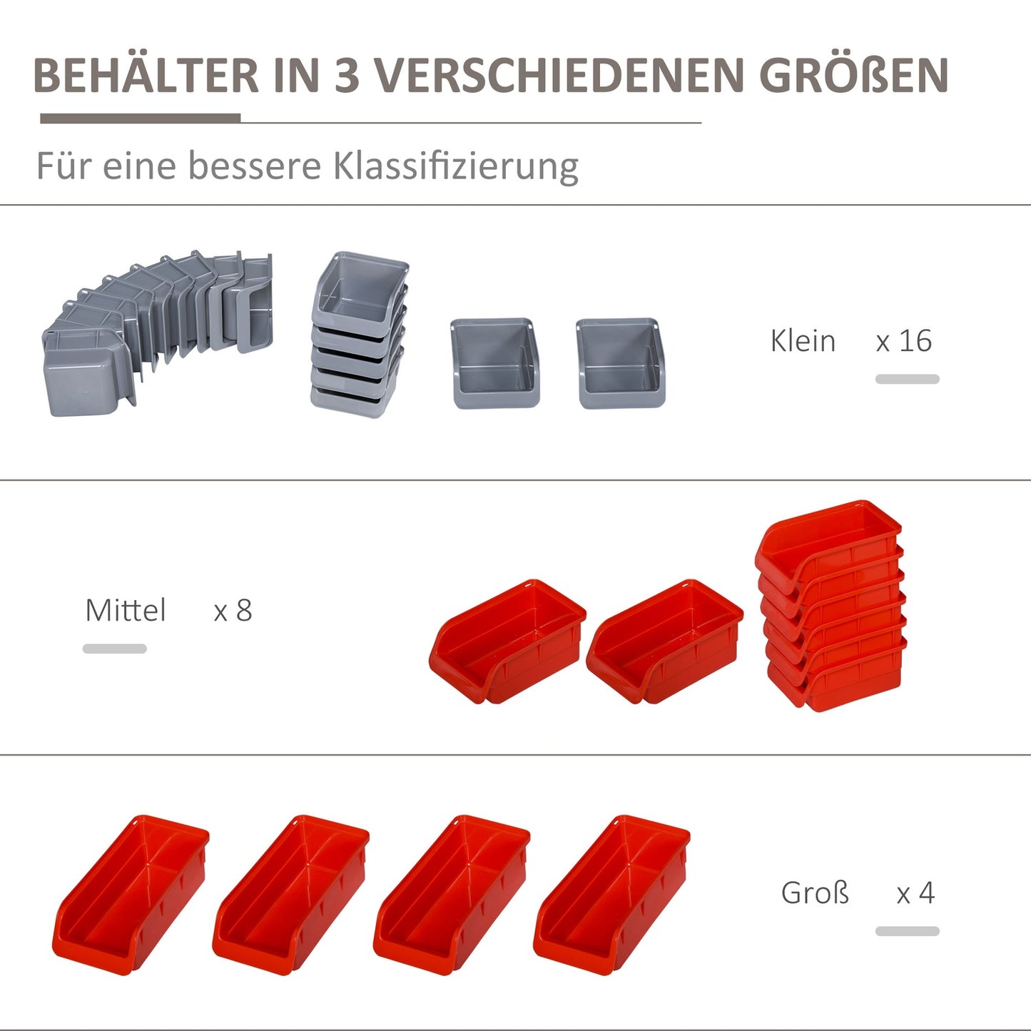Tool holder for wall, Red/Grey, 63.5x22.5x95.5 cm