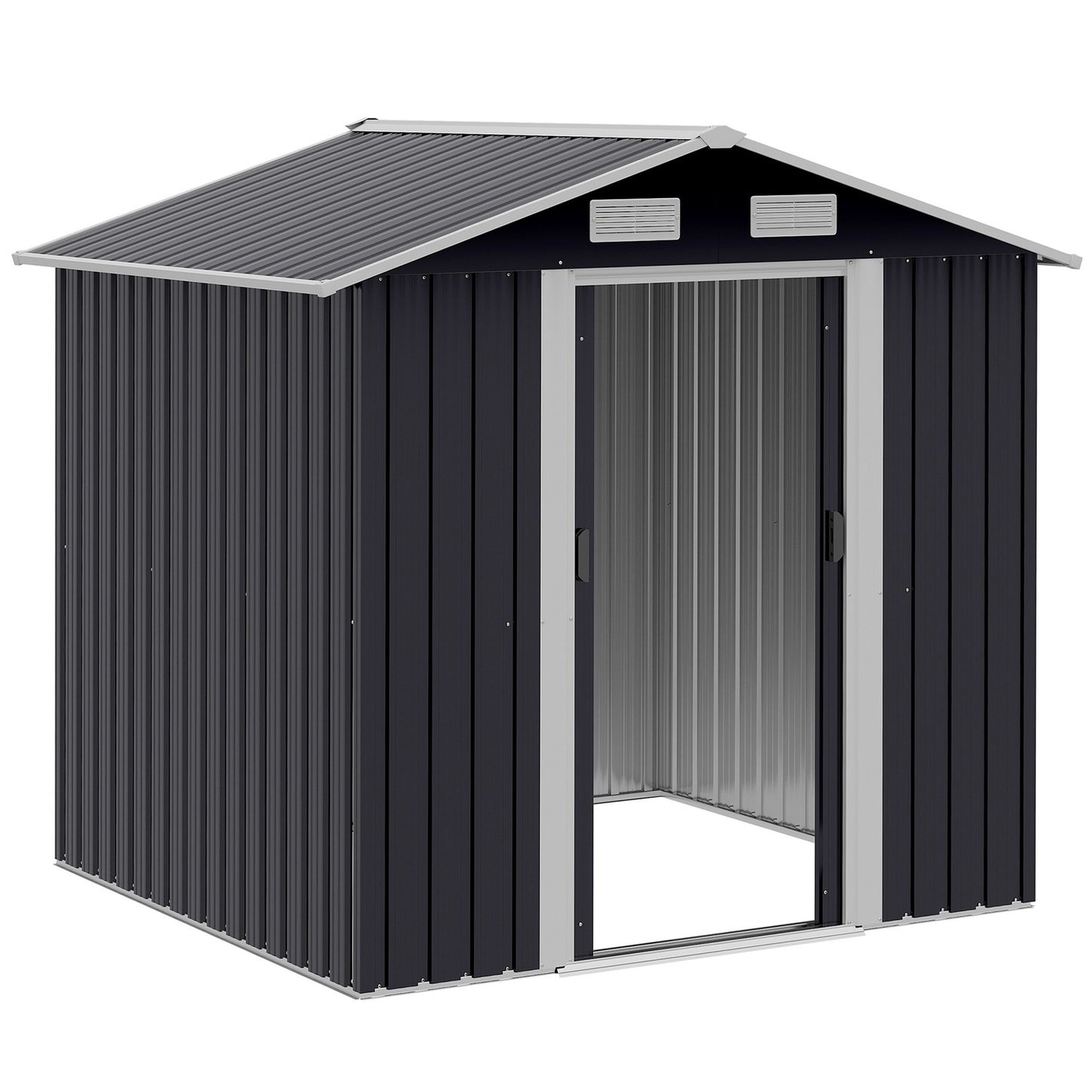 Garden shed 2.6 m² with sliding doors, steel, black