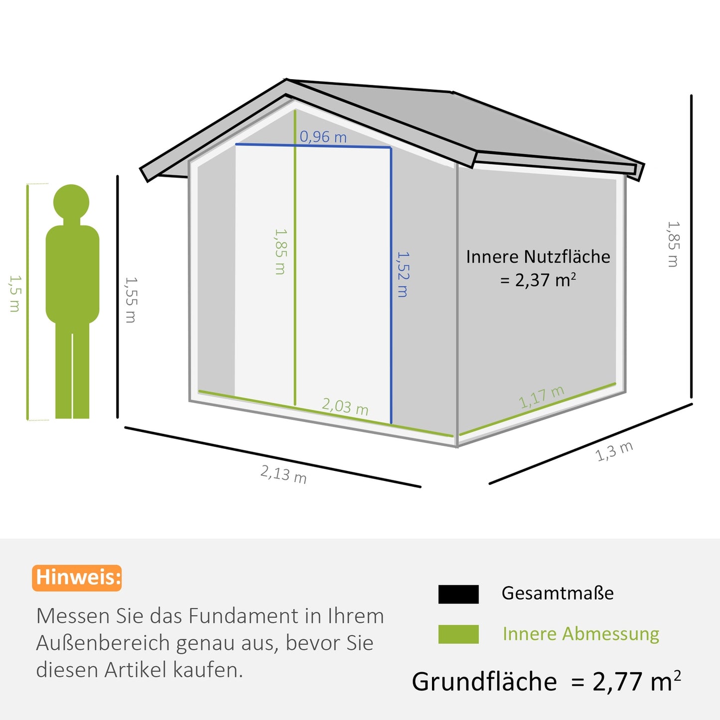 Weatherproof Steel Garden Shed with Floor, 213x130x185 cm