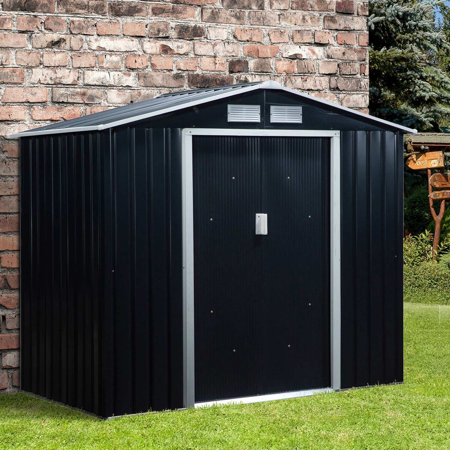 Weatherproof Steel Garden Shed with Floor, 213x130x185 cm