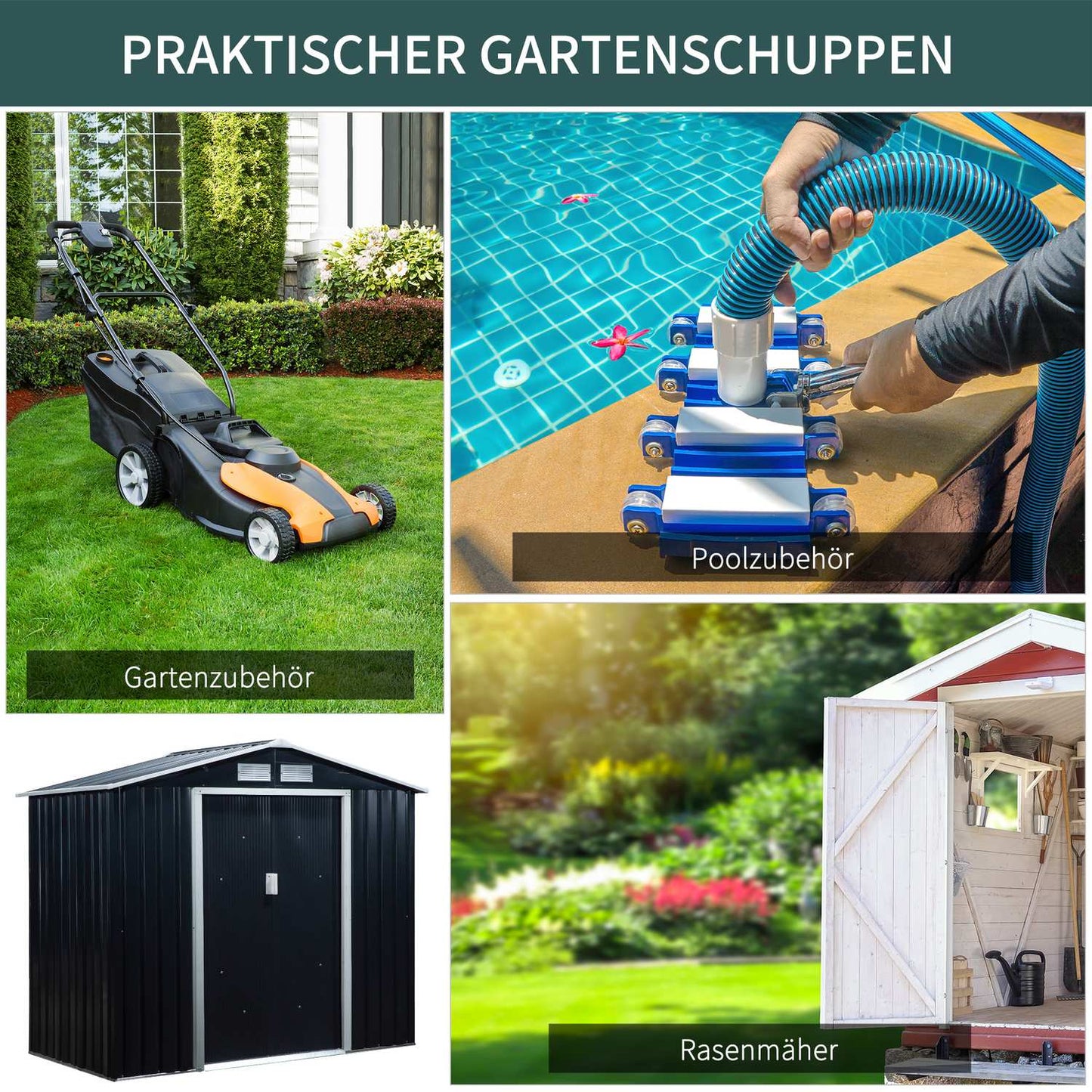 Weatherproof Steel Garden Shed with Floor, 213x130x185 cm
