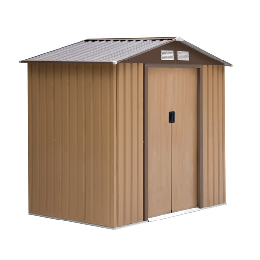 Steel tool shed with sliding doors and floor, 213x130x185 cm