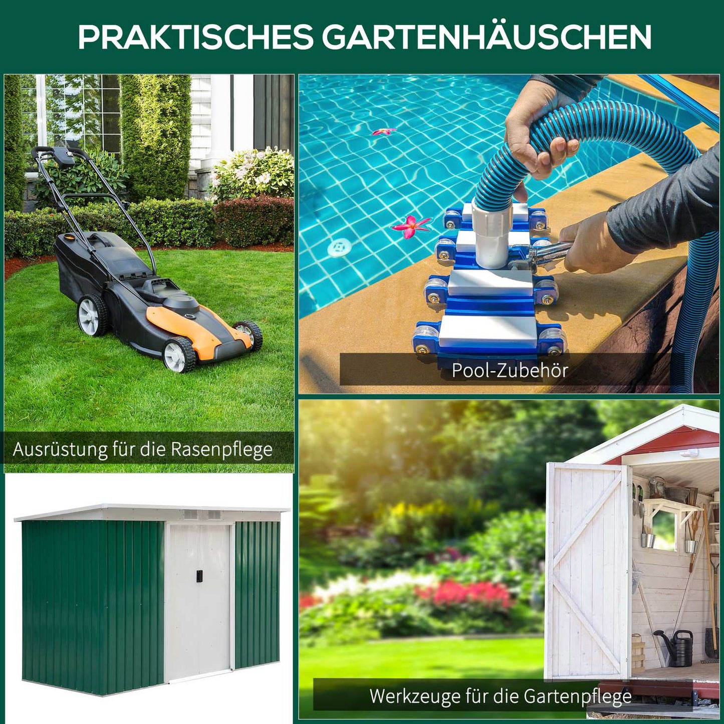 Steel garden shed - sliding door, valve, 280 x 130 x 172 cm