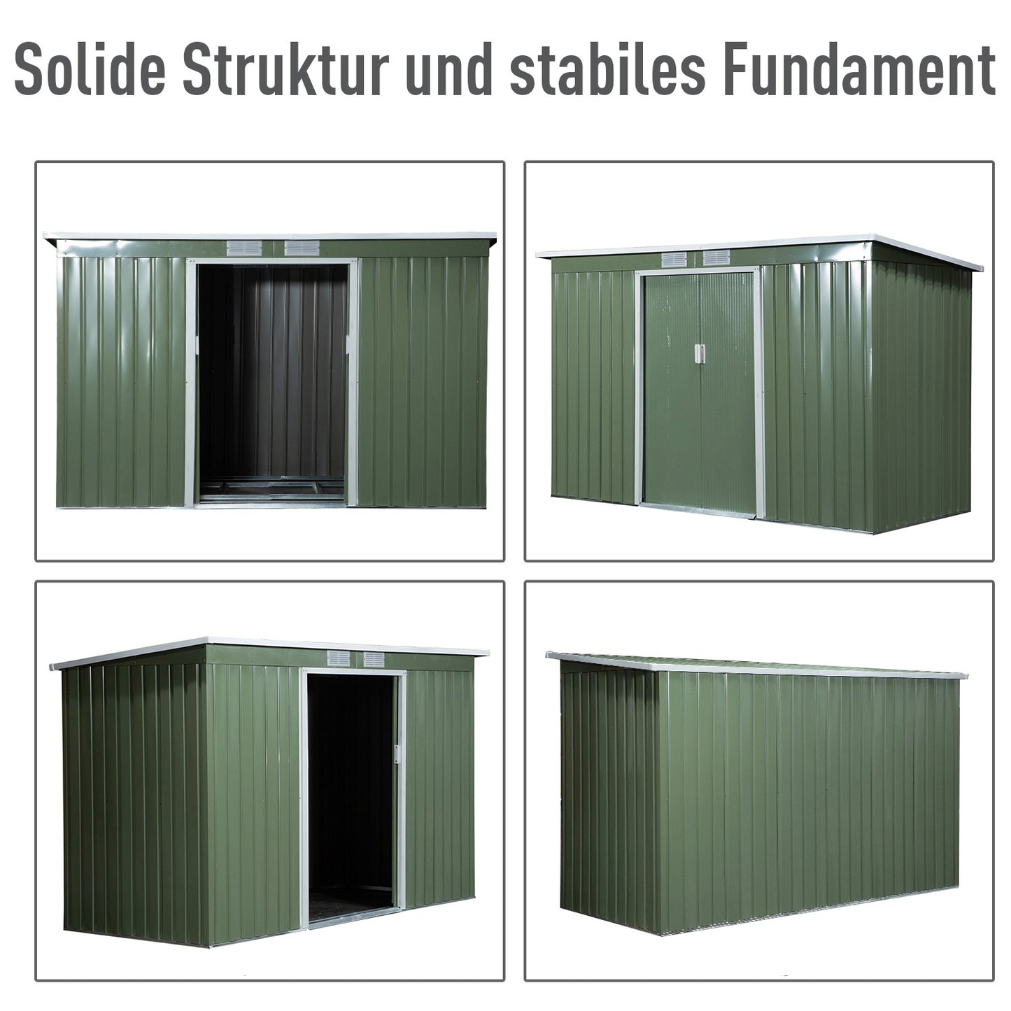 Outdoor steel garden shed, sliding door, ventilation window